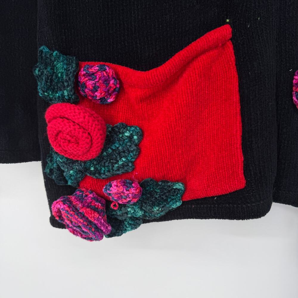 Christina Rotelli Vintage 90's Cardigan Floral Rosette Chunky Chenille Sweater - Picture 6 of 13